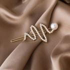 Wavy Faux Pearl Hair Clip Gold - One Size