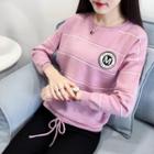 Drawstring Hem Pinstriped Sweater