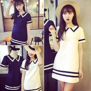 Contrast Trim Short-sleeve Dress