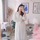 V-neck Fringe-trim Maxi Dress