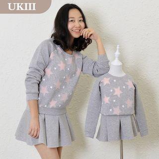 Family Set: Printed Sweatshirt + Pleated Skirt