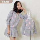 Family Set: Printed Sweatshirt + Pleated Skirt