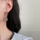 Heart Rhinestone Dangle Earring 1 Pair - Silver & Blue - One Size