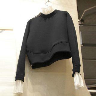 Mock Two-piece Crop Pullover