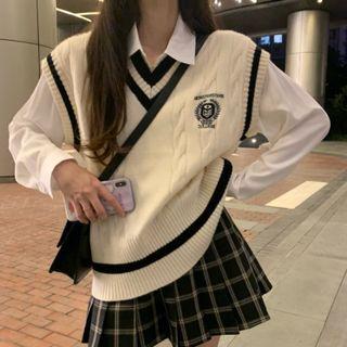 Sweater Vest / Plaid Skirt / Shirt