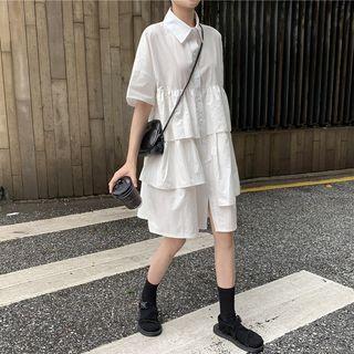 Short-sleeve Layered Shirtdress