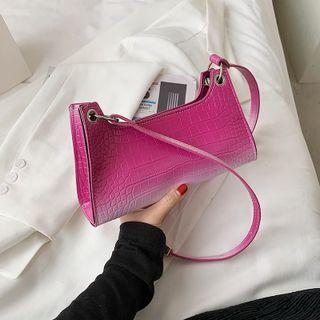 Croc Grain Faux Leather Gradient Shoulder Bag