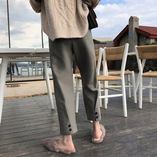 Buttoned Cuff Cropped Dress Pants