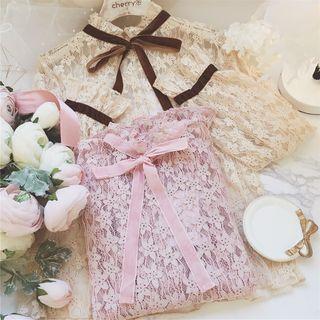 Bow Lace Long-sleeve Top