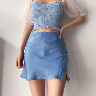 Iridescent Slited Pencil Skirt