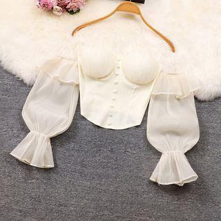 Off-shoulder Chiffon Crop Blouse