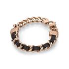Brown Leather Ip Rose Gold Screw Bracelet Brown - One Size