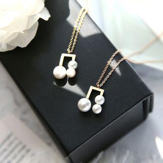 Faux-pearl Note Necklace