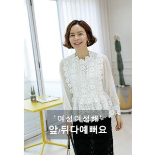 A-line Crochet-panel Blouse