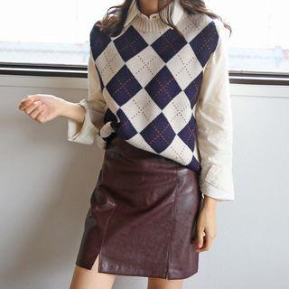 Argyle Pattern Knit Vest