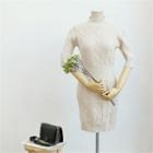 Mock-neck Cable-knit Mini Dress