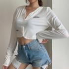 Ribbed Cropped Long-sleeve T-shirt