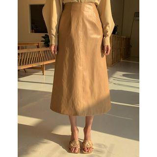 Pleather A-line Long Skirt