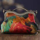 Chain Floral Crossbody Bag Multicolor - Teal & Orange - One Size