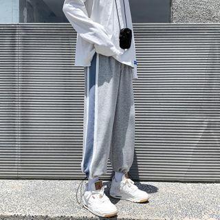 Contrast Trim Drawstring-cuff Crop Sweatpants