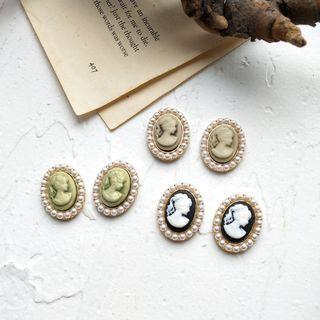 Retro Resin Oval Faux Pearl Earring