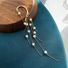 Faux Pearl Fringe Dangle Earring 1 Pc - Gold & White - One Size