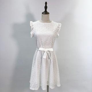 Sleeveless Mini Perforated A-line Dress