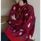 Long-sleeve Christmas Tree Printed Knit Sweater