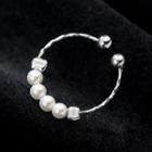 Faux Pearl Sterling Silver Open Ring Silver - One Size