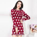 Long-sleeve Heart Jacquard Knit Dress
