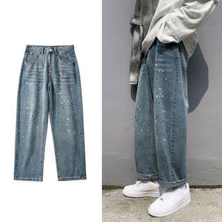 High-waist Splash Straight Cut Jeans