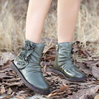Flower Applique Ankle Boots