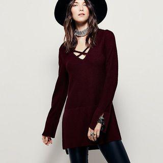 Long Sleeve Criss Cross Front Top