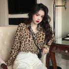 Long-sleeve Animal Printed Shirt Leopard - One Size