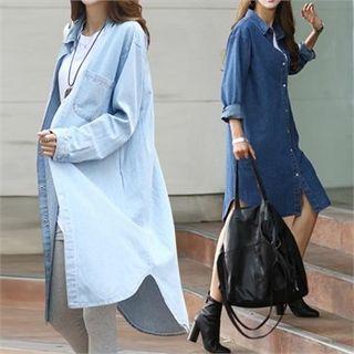 Snap-button Denim Shirtdress