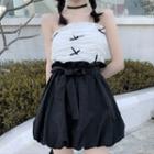 Ribbon-accent Frill Trim Tube Top / A-line Mini Skort