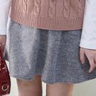 Band-waist Wool Blend Mini A-line Skirt