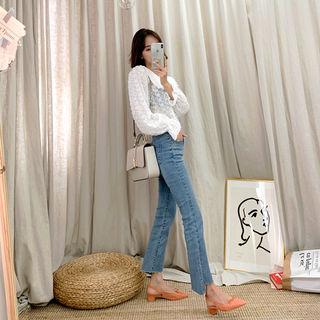 Cutaway-hem Straight Jeans