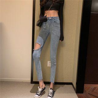 Cutout Slim-cut Jeans