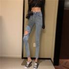 Cutout Slim-cut Jeans