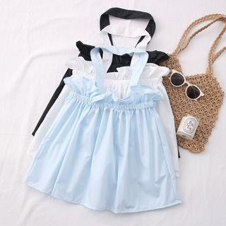 Open-back Ruffled Halter Top