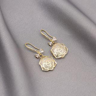 Cat Eye Stone Rose Drop Earring 3073-5 - 1 Pair - Gold - One Size