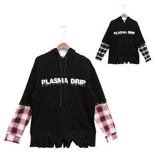 Detatchable Sleeve Printed Hooded Pullover