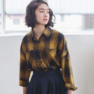 Plaid Shirt Plaid - Navy Blue & Yellow - One Size