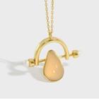 Agate Droplet Pendant Sterling Silver Necklace Gold - One Size