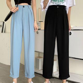 High-waist Shift Wide-cuff Cropped Dress Pants