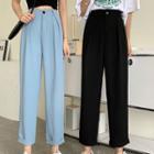 High-waist Shift Wide-cuff Cropped Dress Pants
