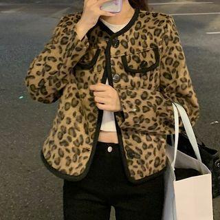 Leopard Button Jacket Black - One Size