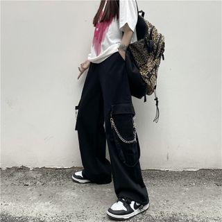 Couple Matching Chained Wide Leg Cargo Pants