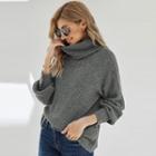 Turtle Neck Button Accent Sweater